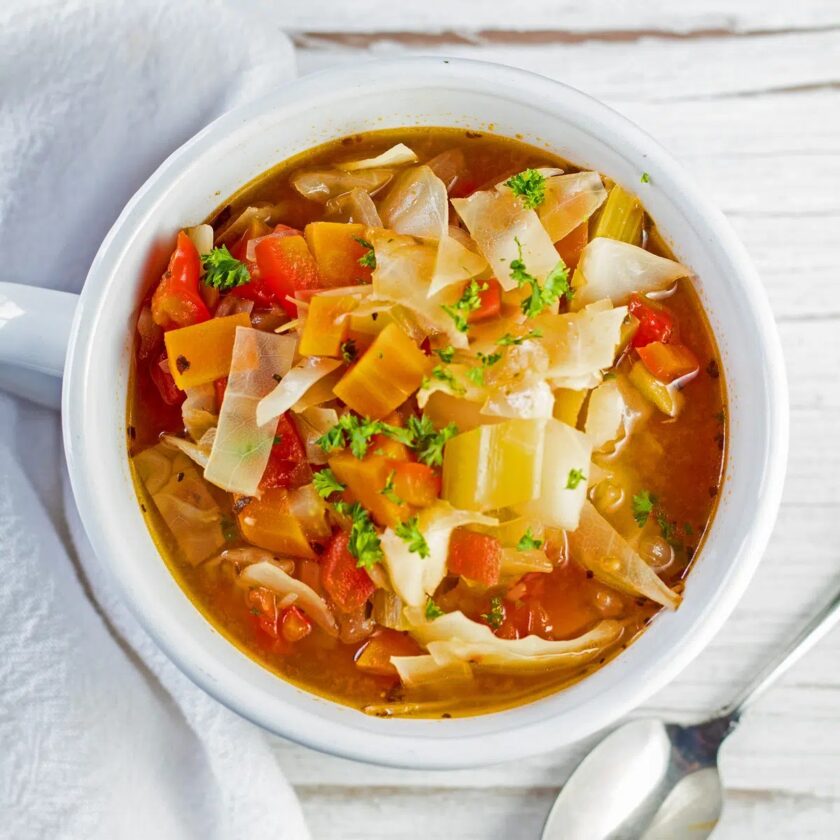 The fat-burning soup contains approximately 86 calories per serving.